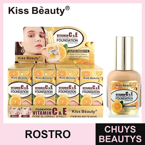 Base de Maquillaje Efecto Difuminador de Poros con Vitaminas C y E Kiss Beauty - Chuys Beautys | Chuys Beautys