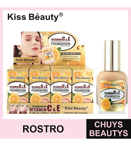 Base de Maquillaje Efecto Difuminador de Poros con Vitaminas C y E Kiss Beauty
