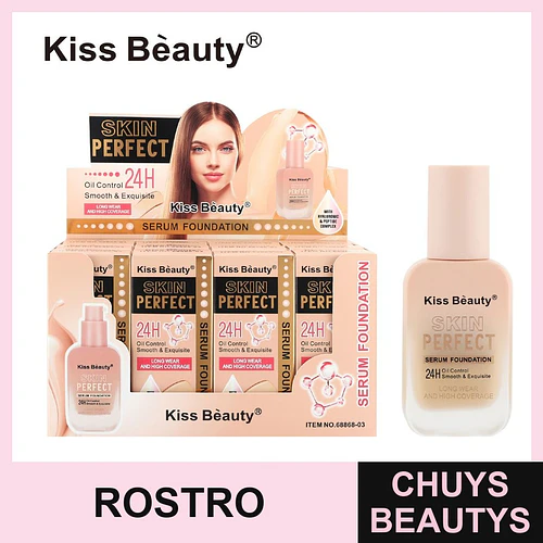 Base de Maquillaje Serum Kiss Beauty Skin Perfect 24H Control de Grasa y Alta Cobertura - Chuys Beautys | Chuys Beautys