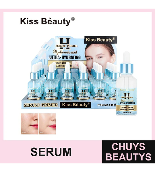 Serum y Primer Kiss Beauty con Ácido Hialurónico Ultra-Hidratante