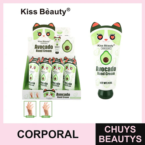 Crema de Manos Hidratante de Aguacate Kiss Bèauty Skin Clinic con Diseño de Gato - Chuys Beautys | Chuys Beautys