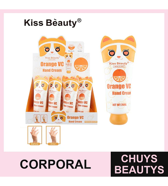 Crema de Manos Hidratante Kiss Beauty con Vitamina C de Naranja