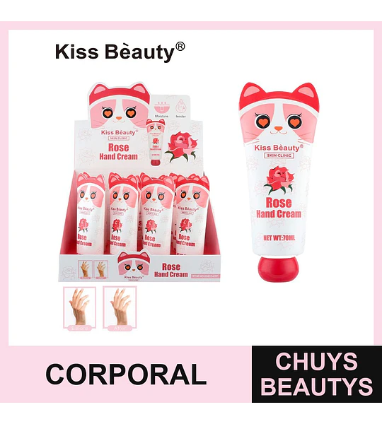 Crema de Manos Hidratante con Rosa Kiss Beauty Skin Clinic 70ml
