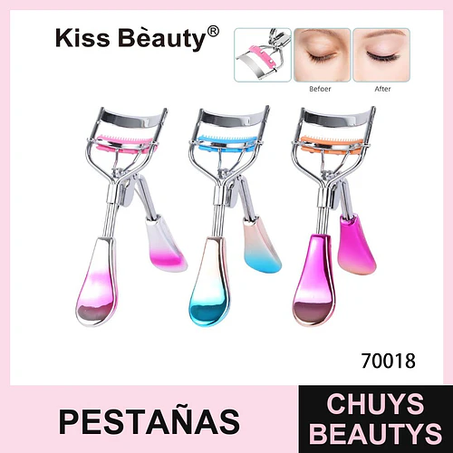 Rizador de Pestañas Metálico con Almohadilla de Silicona Kiss Bèauty - Chuys Beautys | Chuys Beautys