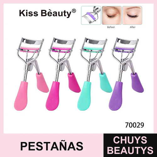 Rizador de Pestañas Metálico con Almohadilla de Silicona Kiss Bèauty 70029 - Chuys Beautys | Chuys Beautys