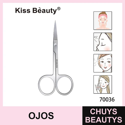 Tijeras de precisión de acero inoxidable para cejas Kiss Bèauty - Chuys Beautys | Chuys Beautys