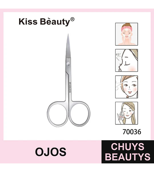 Tijeras de precisión de acero inoxidable para cejas Kiss Bèauty