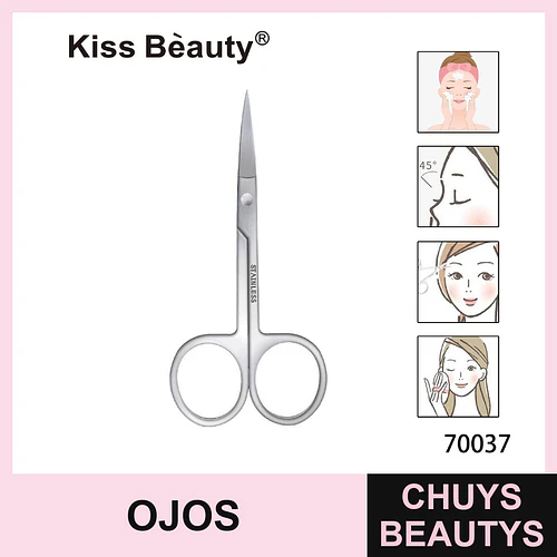Tijeras de precisión para cejas de acero inoxidable Kiss Bèauty 70037 - Chuys Beautys | Chuys Beautys