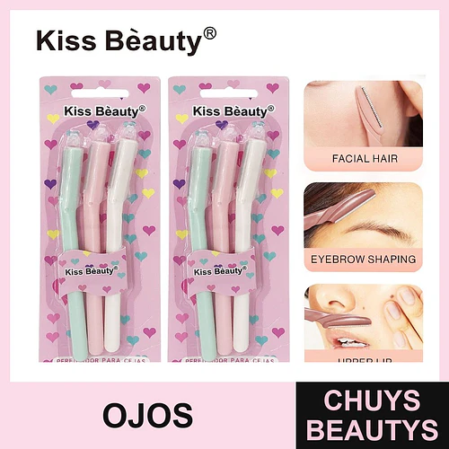 Perfiladores de Cejas y Rasuradores Faciales Kiss Bèauty Pastel x3 - Chuys Beautys | Chuys Beautys
