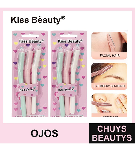 Perfiladores de Cejas y Rasuradores Faciales Kiss Bèauty Pastel x3