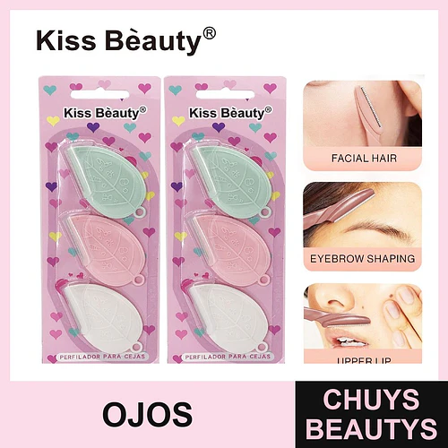 Perfilador de cejas y rostro Kiss Bèauty, diseño hoja en colores surtidos - Chuys Beautys | Chuys Beautys