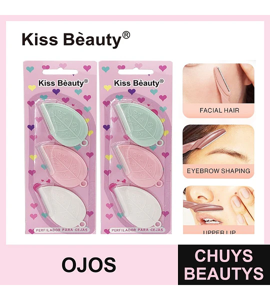 Perfilador de cejas y rostro Kiss Bèauty, diseño hoja en colores surtidos