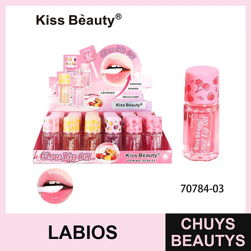 Aceite labial Kiss Beauty Glow con brillo hidratante y reparador de frutas - Chuys Beautys | Chuys Beautys