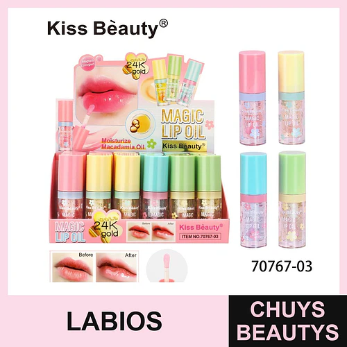 Aceite Labial Mágico Kiss Beauty con Colágeno Vegano y Oro 24K - Chuys Beautys | Chuys Beautys