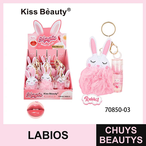 Magic Moist Lip Oil Kiss Bèauty con Llavero de Conejo Peludo - Chuys Beautys | Chuys Beautys