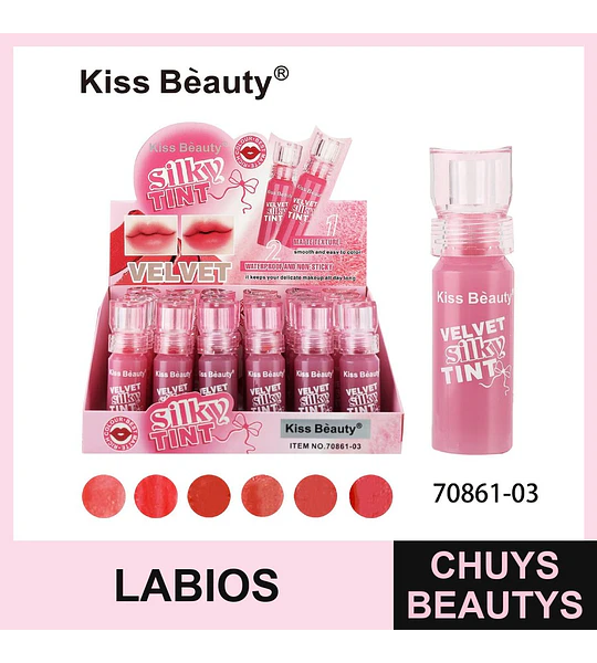 Tinta de Labios Velvet Silky Matte Kiss Bèauty Larga Duración