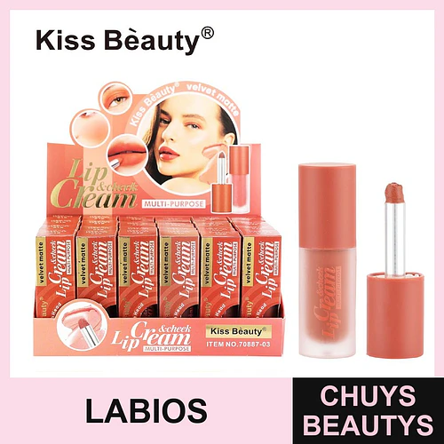 Labial y Rubor Crema Velvet Matte Multiuso Kiss Beauty - Chuys Beautys | Chuys Beautys