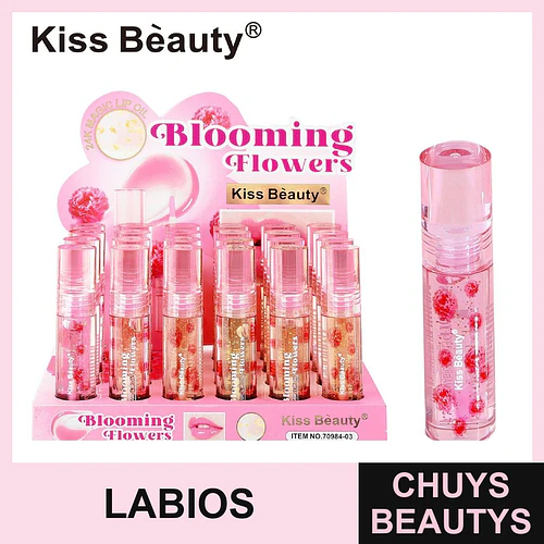 Aceite Labial Mágico Kiss Bèauty Blooming Flowers con Pétalos - Chuys Beautys | Chuys Beautys