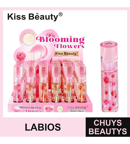 Aceite Labial Mágico Kiss Bèauty Blooming Flowers con Pétalos