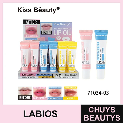 Kit de Aceites Labiales Tratamiento Ampolla Kiss Beauty con Esencias - Chuys Beautys | Chuys Beautys