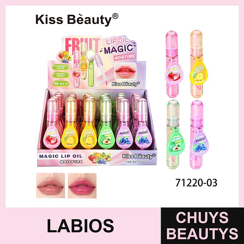 Aceite Labial Mágico Hidratante Kiss Beauty con Cambio de Color y Frutas - Chuys Beautys | Chuys Beautys