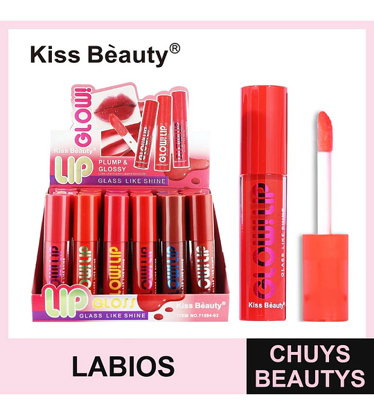 Lip Gloss Plump & Glossy Kiss Beauty con Brillo Cristalino