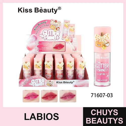 Aceite Labial Glitter y Brillo Hidratante con Efecto Volumen Kiss Beauty - Chuys Beautys | Chuys Beautys