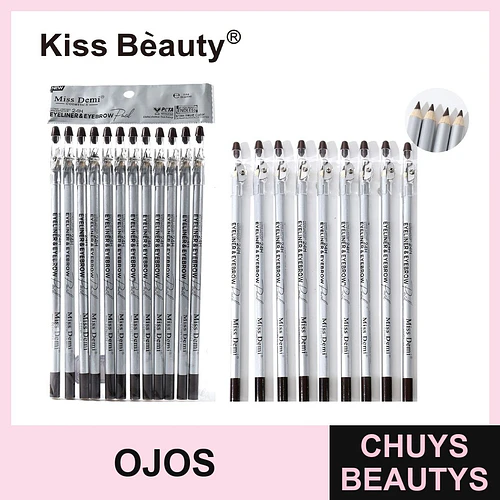 Lápiz Delineador y de Cejas Kiss Beauty Miss Demi Waterproof 24H Café - Chuys Beautys | Chuys Beautys