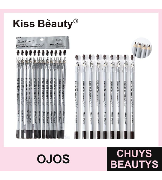 Lápiz Delineador y de Cejas Kiss Beauty Miss Demi Waterproof 24H Café