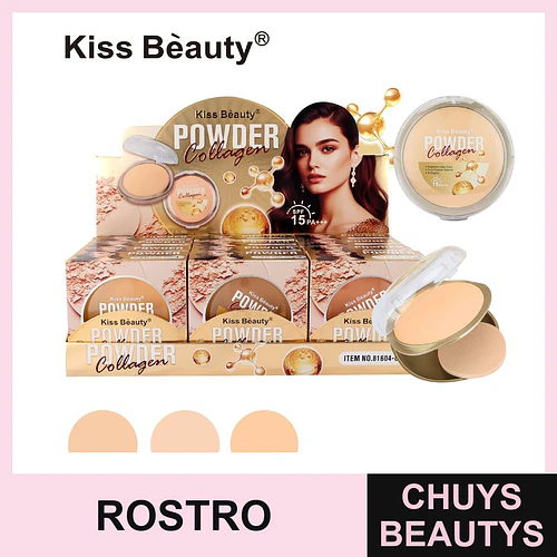 Polvo Compacto con Colágeno y SPF 15 PA+++ Kiss Bèauty - Chuys Beautys | Chuys Beautys
