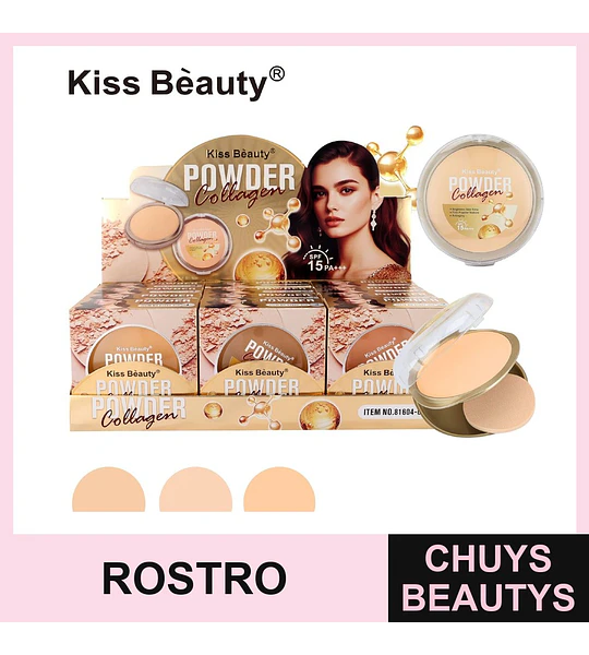 Polvo Compacto con Colágeno y SPF 15 PA+++ Kiss Bèauty