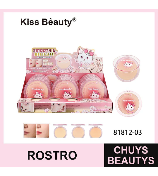 Polvo Compacto Kiss Beauty Smooth & Delicate con Control de Aceite y Acabado Mate