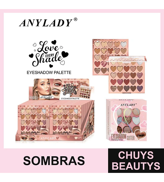 Paleta de Sombras de Ojos ANYLADY Love Every Shade 24 Tonos Corazón