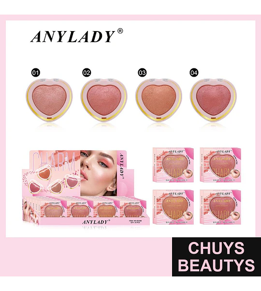 Colorete Horneado Corazón Anylady en Tonos Variados para Rostro