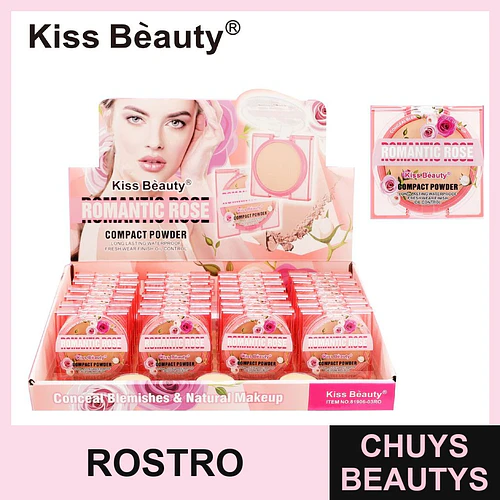Polvo Compacto Romantic Rose de Larga Duración Kiss Bèauty - Chuys Beautys | Chuys Beautys