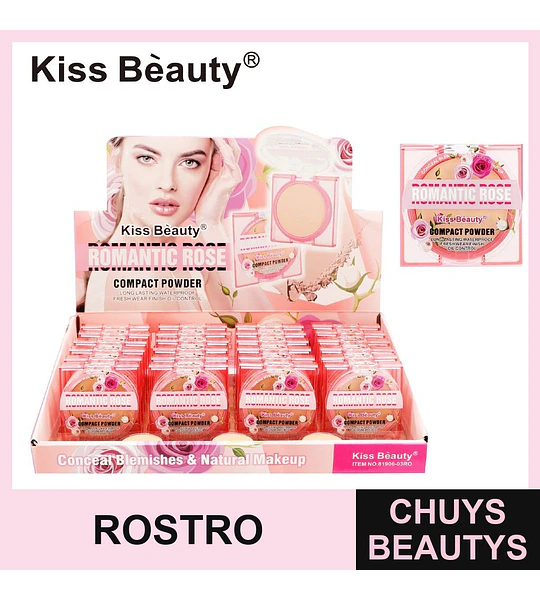 Polvo Compacto Romantic Rose de Larga Duración Kiss Bèauty