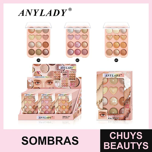 Paleta de Sombras de Ojos ANYLADY Classics Color de 12 Tonos Variados - Chuys Beautys | Chuys Beautys