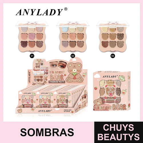 Paleta de Sombras de Ojos AnyLady Strawberry Bear con 9 Tonos - Chuys Beautys | Chuys Beautys
