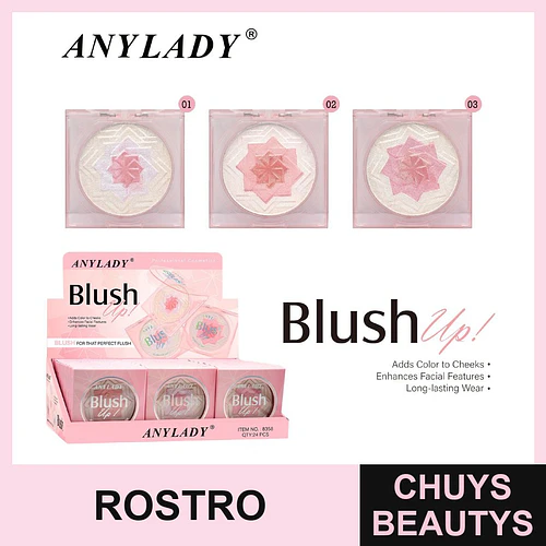 Rubor Compacto Iluminador AnyLady Blush Up! Larga Duración - Chuys Beautys | Chuys Beautys