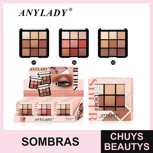 Paleta de Sombras de Ojos HD Anylady Sheer de 9 Tonos Variados - Chuys Beautys | Chuys Beautys
