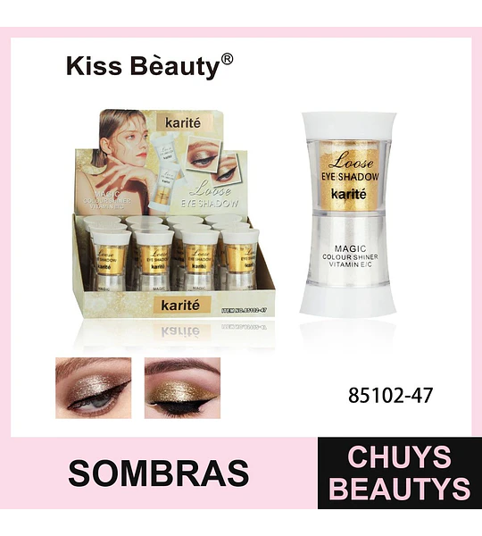 Sombra de Ojos Suelta y Brillo Doble Efecto Karité Kiss Beauty