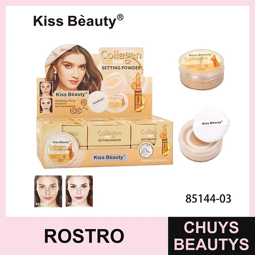 Polvo Fijador Facial Kiss Beauty Collagen con Control de Grasa - Chuys Beautys | Chuys Beautys