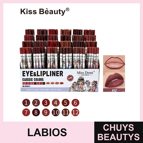 Set Delineadores de Ojos y Labios Kiss Beauty Miss Demi Tonos Clásicos - Chuys Beautys | Chuys Beautys