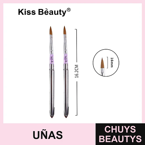 Pincel profesional para uñas acrílicas Kiss Bèauty Nº 8 de 16.2 cm - Chuys Beautys | Chuys Beautys