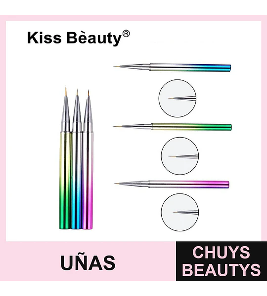 Set de Pinceles Finos para Nail Art Degradado Kiss Bèauty