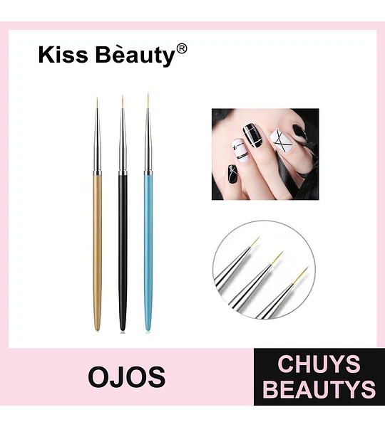 Set de Pinceles Delineadores Finos para Nail Art Kiss Bèauty