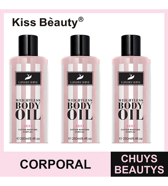 Aceite Corporal Ligero Luxury Shine con Complejo de Algodón Kiss Bèauty