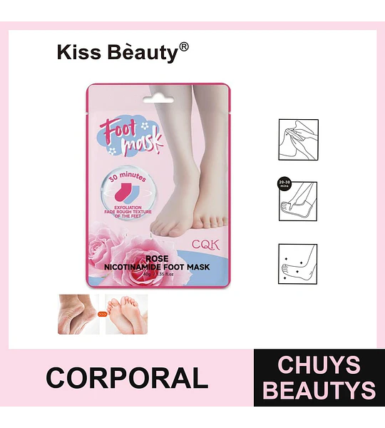 Mascarilla Exfoliante para Pies con Rosa y Niacinamida Kiss Beauty