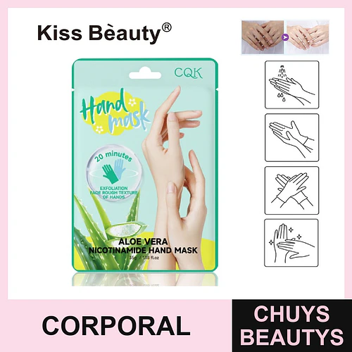 Mascarilla de Manos Exfoliante con Aloe Vera y Nicotinamida Kiss Beauty - Chuys Beautys | Chuys Beautys