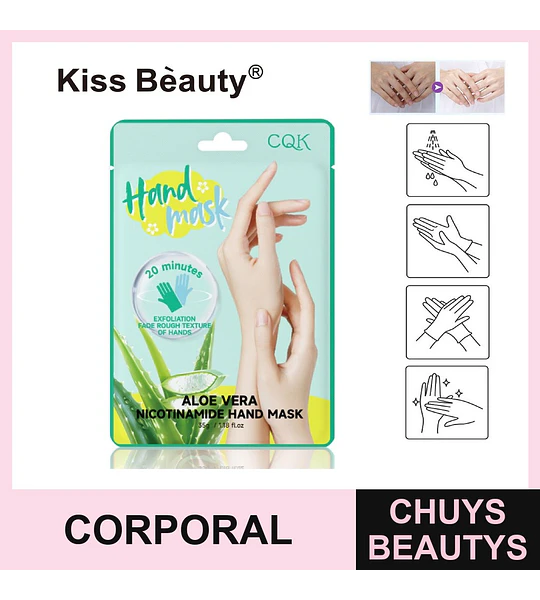 Mascarilla de Manos Exfoliante con Aloe Vera y Nicotinamida Kiss Beauty